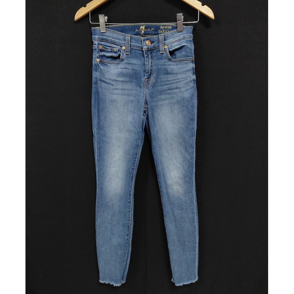 7 for all mankind The Ankle Skinny Jeans Blue Denim Size 24
